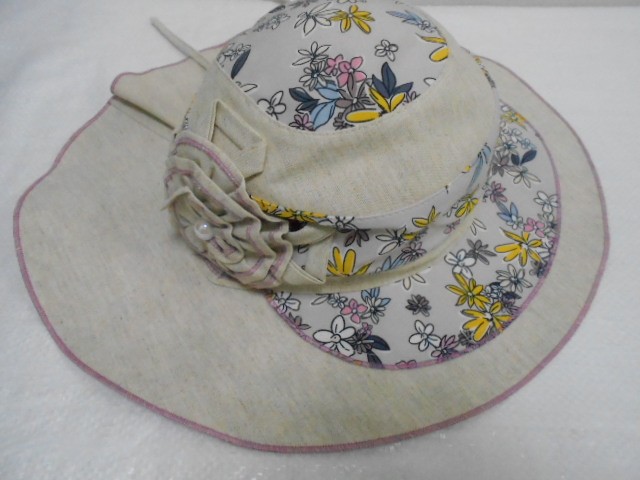  Шляпа лён цветы
