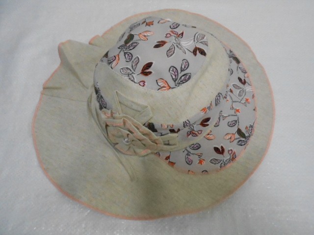  Шляпа лён цветы