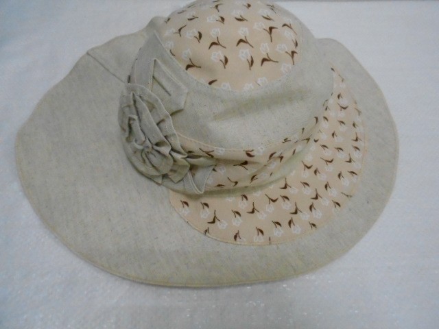  Шляпа лён цветы