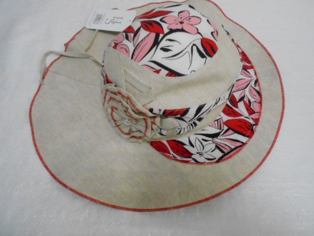  Шляпа лён цветы