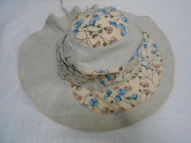  Шляпа лён цветы