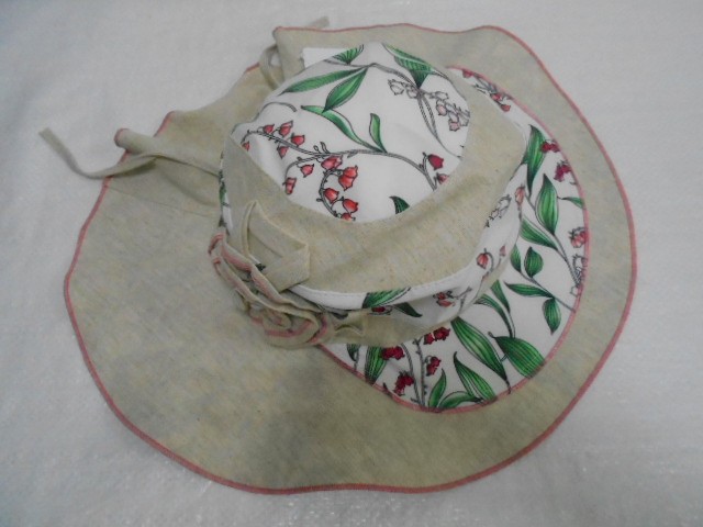  Шляпа лён цветы