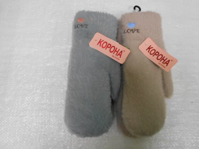  Варежки жен. шерсть травка