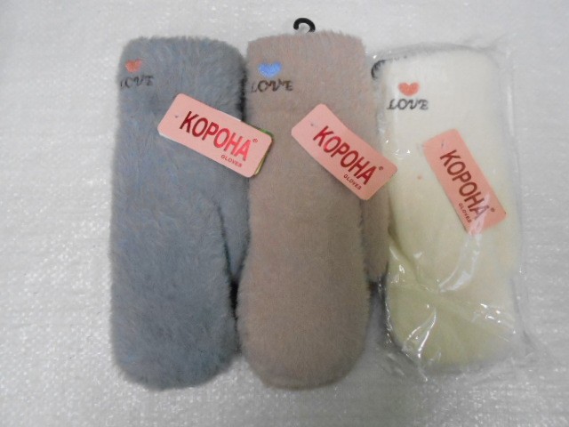  Варежки жен. шерсть травка