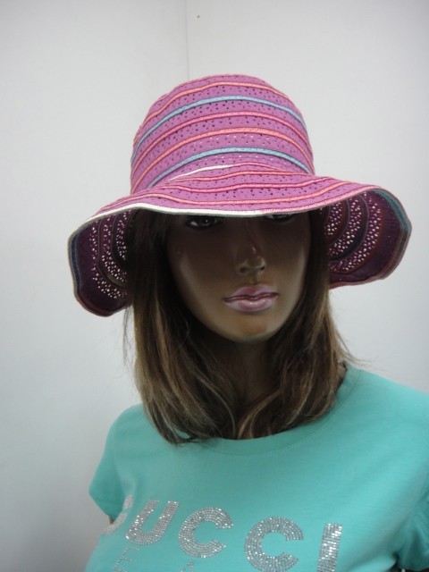  Шляпа полоска цветы