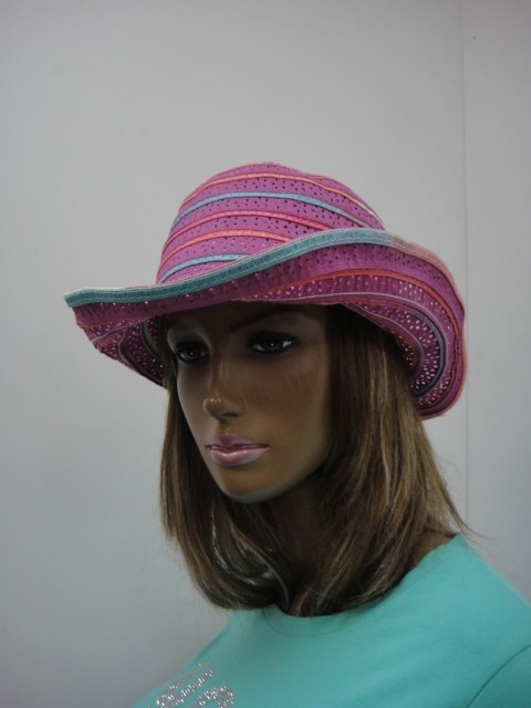 Шляпа полоска цветы