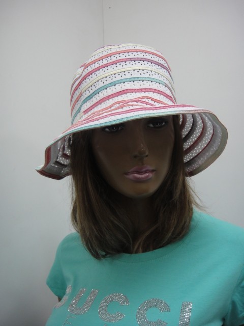  Шляпа полоска цветы